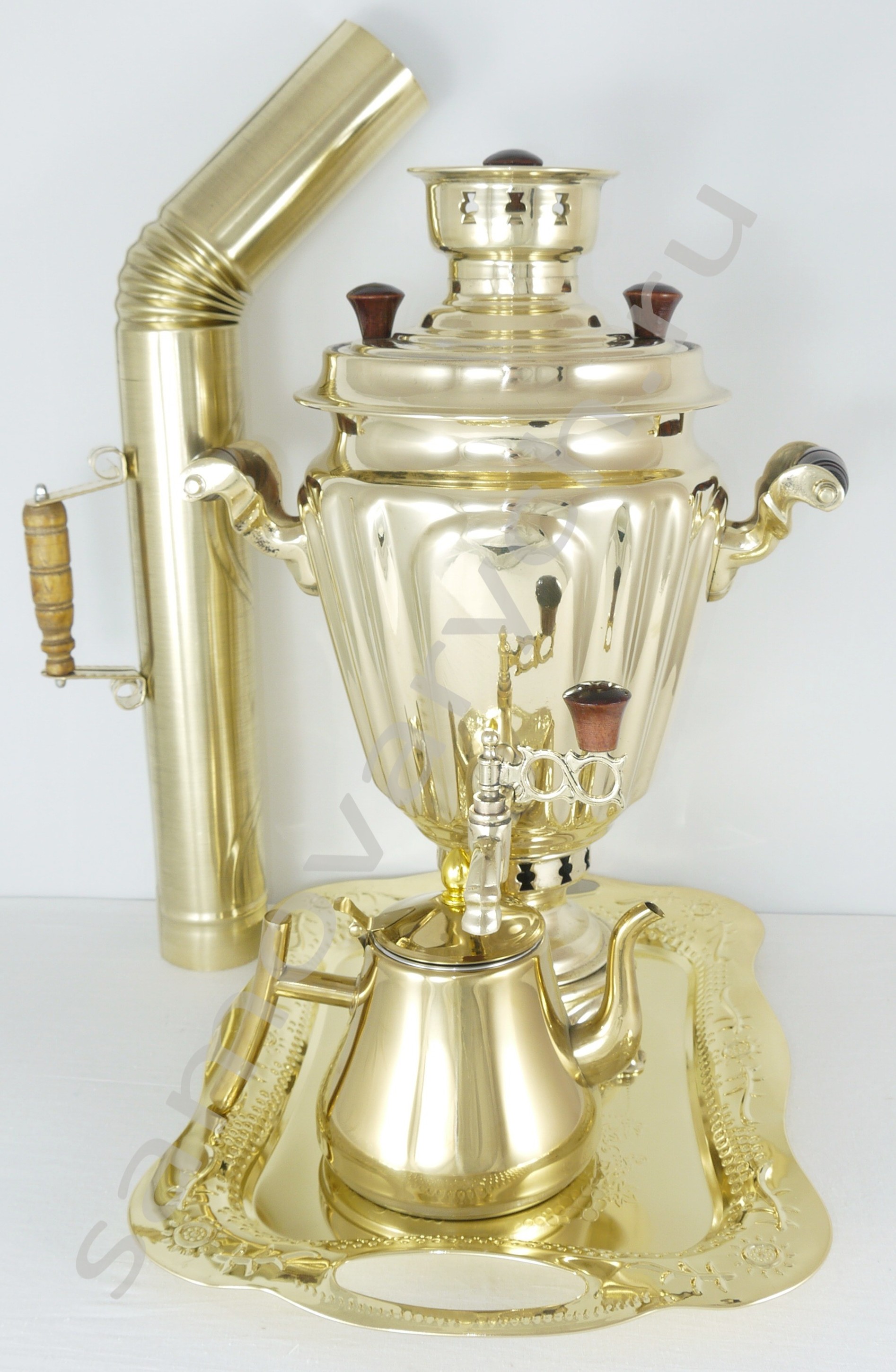 Самовар жаровый дровяной набор из 4 предметов